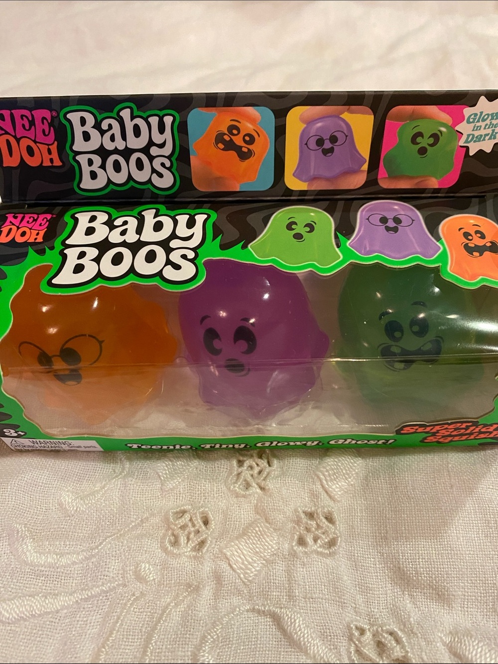 RARE NeeDoh Baby Boos 3-Pack 2026 Halloween Glow in Dark Ghosts NEW 👻